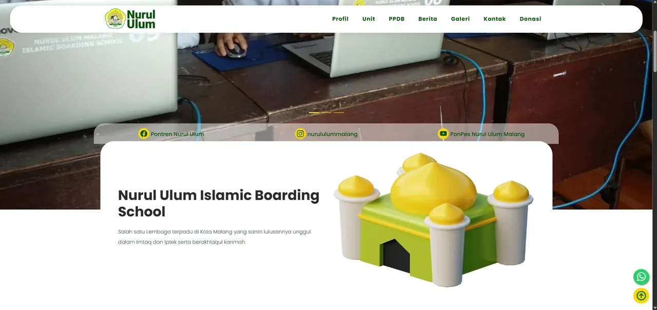 Tangkapan layar Nurul Ulum Website Profil Ponpes