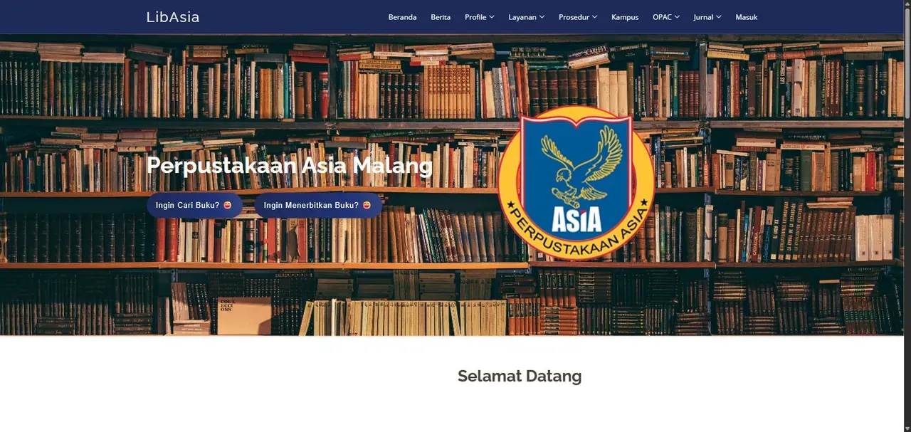 Tangkapan layar LibAsia Perpustakaan Asia Malang